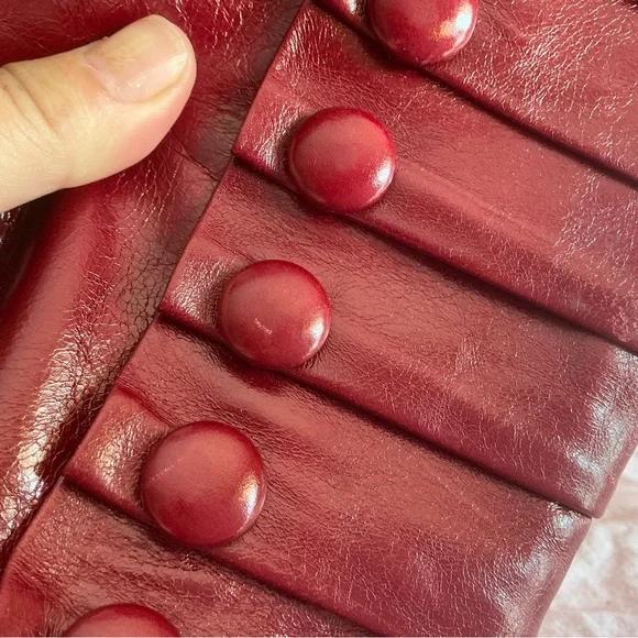 Miz Mooz Deep Red Button Detail Heeled Boots - Picture 10 of 16